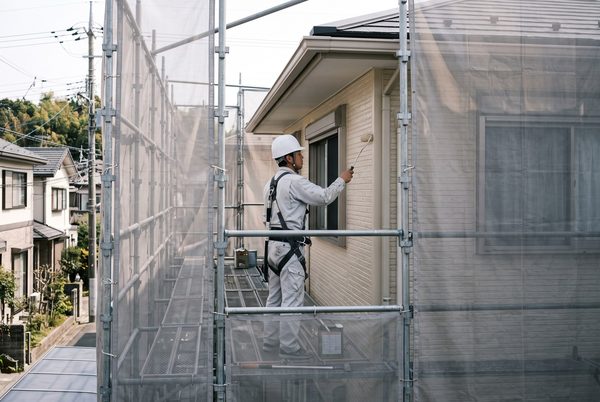 外壁を塗装する職人